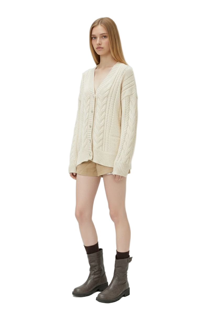 Loose Cable Knit Cardigan – Cozy Slouchy Fit