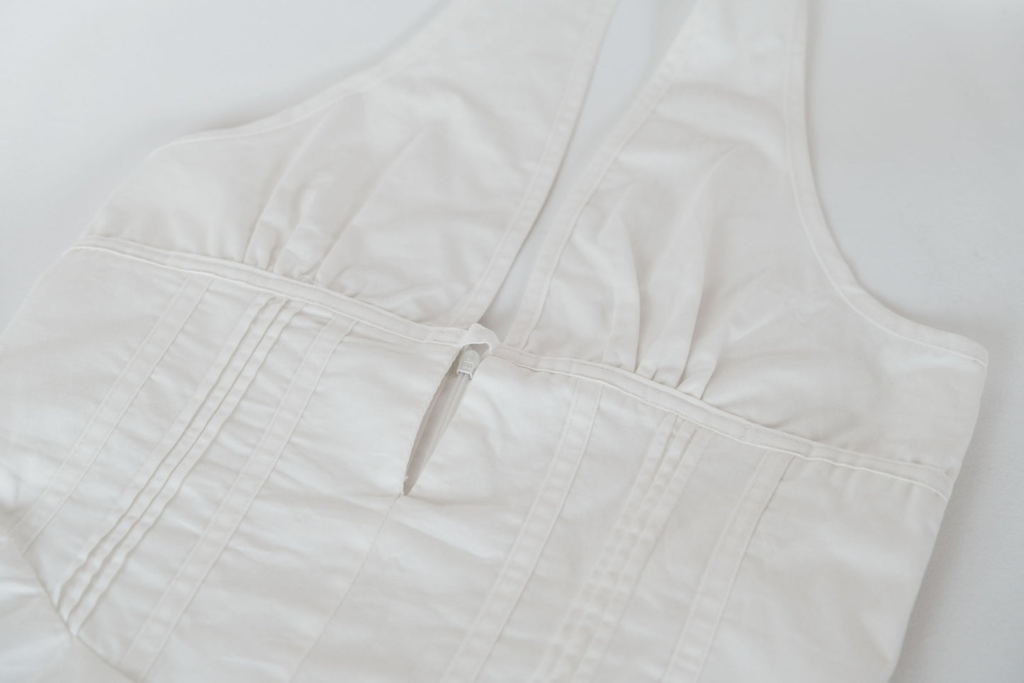 Pure White French V-Neck Camisole Dress