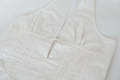 Pure White French V-Neck Camisole Dress