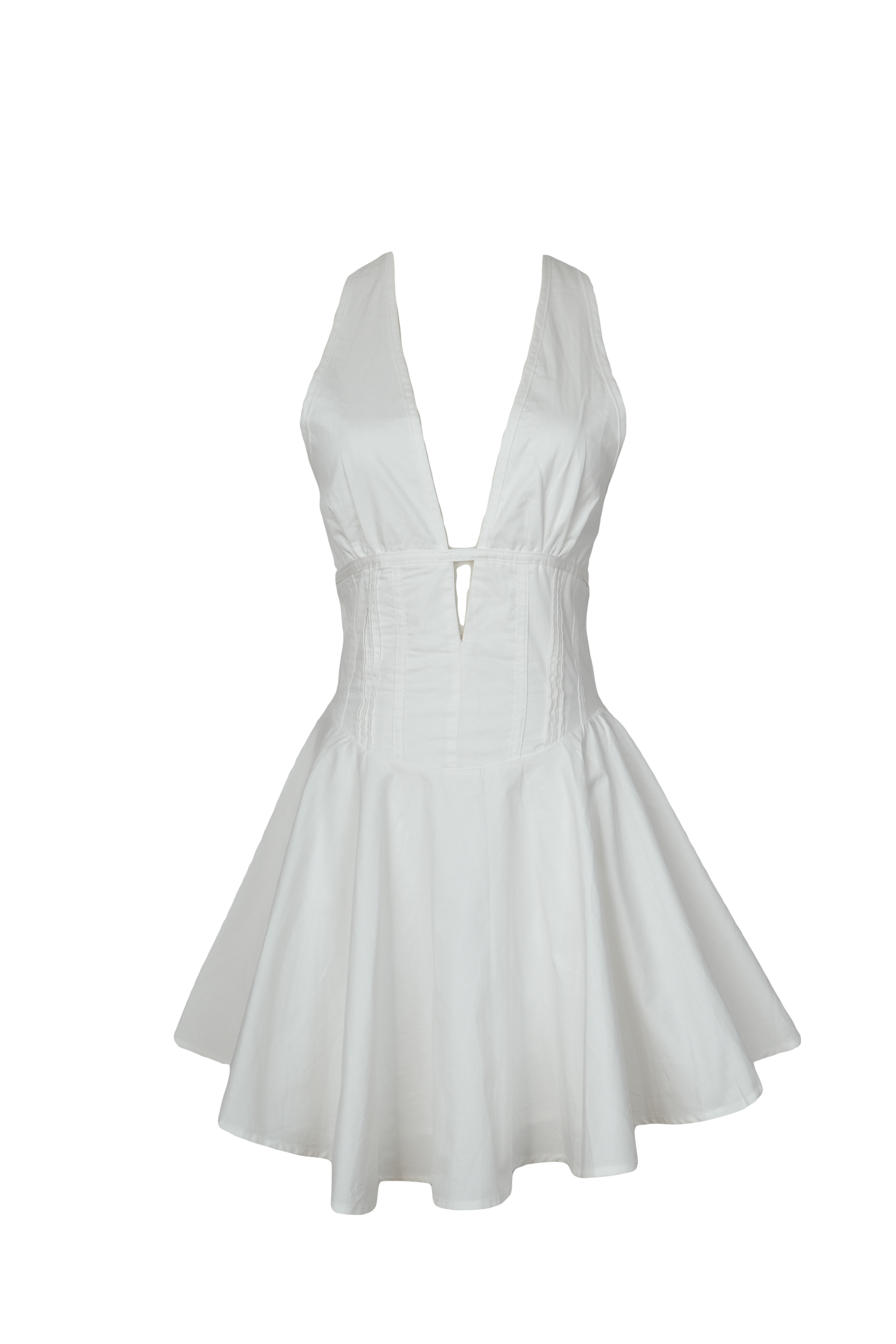 Pure White French V-Neck Camisole Dress