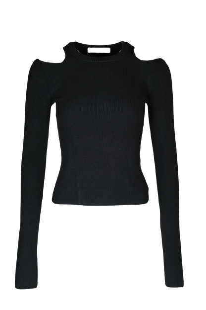 Elegant backless black knitted top