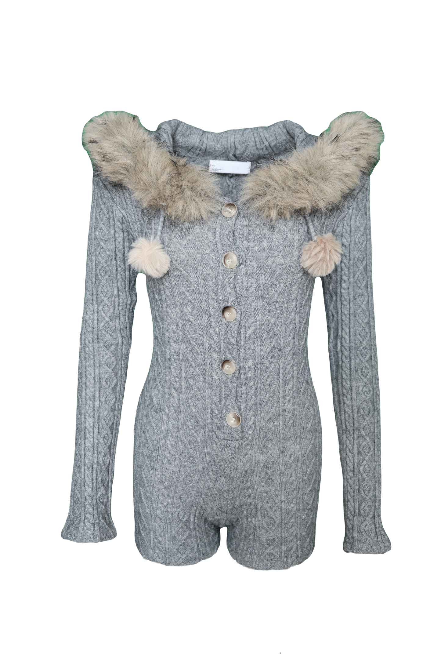Cozy Hooded Cable Knit Jumpsuit